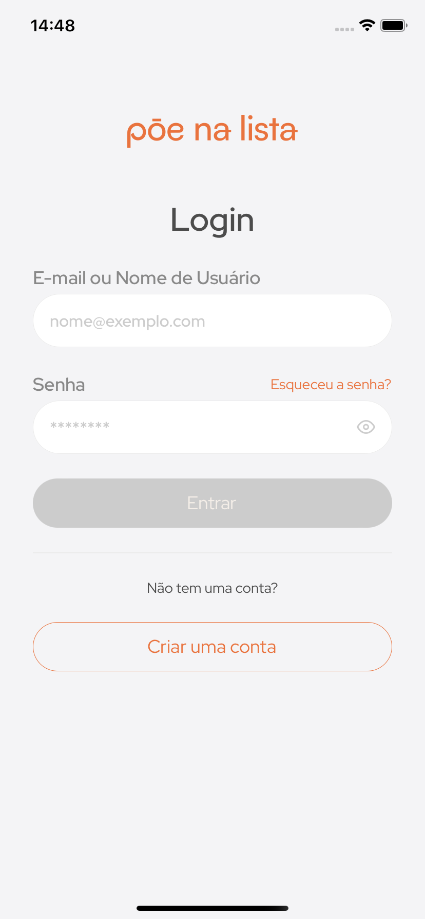 Imagem da tela de Login.
